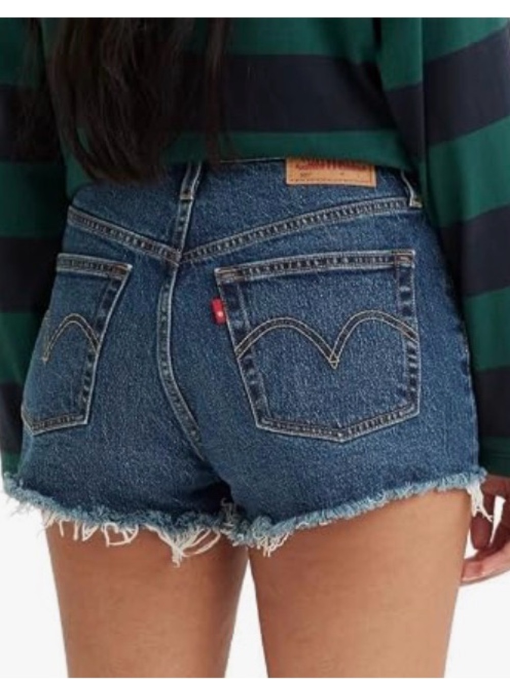 Levi's 501 Original Fit Women’s High-Rise Blue Denim Cutoff Shorts Size 26 Dark - Picture 2 of 7